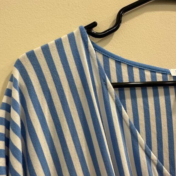 Lake Seafarer Blue Stripe DreamKnit Stretch Jersey Caftan Coastal Preppy Lounge - Picture 6 of 12